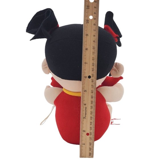 Cute Chinese Wind Doll Girl Holding Fish Plush 10 Inch Anime Cartoon Red Black - Picture 6 of 6